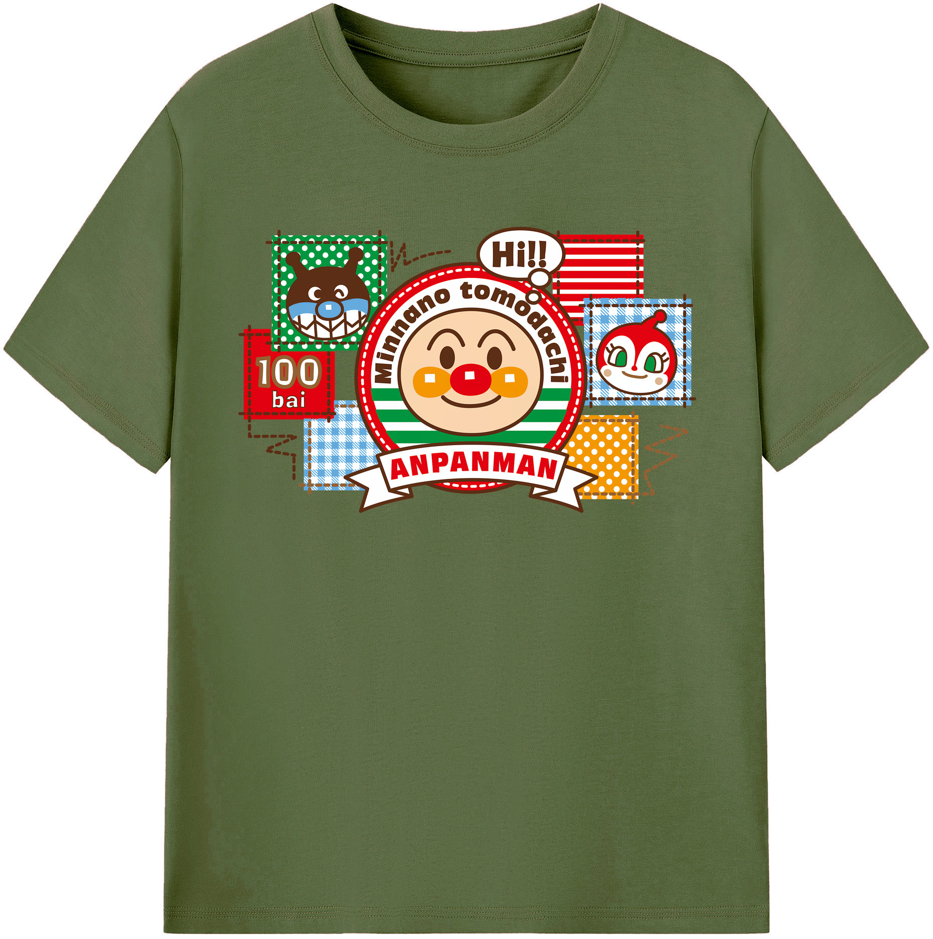 （画像用） アンパンマン Anpanman 綿100％半袖Tシャツ（フロントプリント）